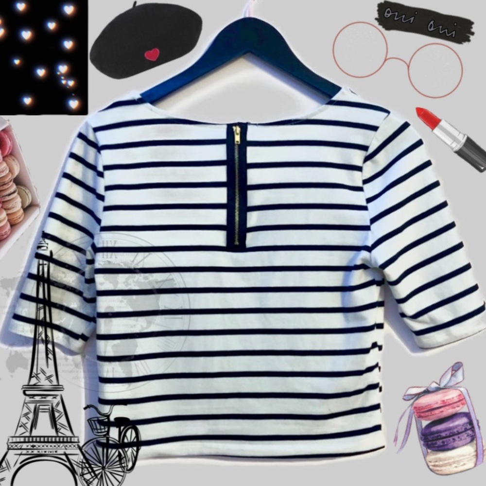 Charlotte Russe Striped Crop Top Tee Shirt